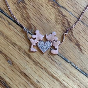 Rose Gold Mickey and Minnie Mouse Kissing Necklace